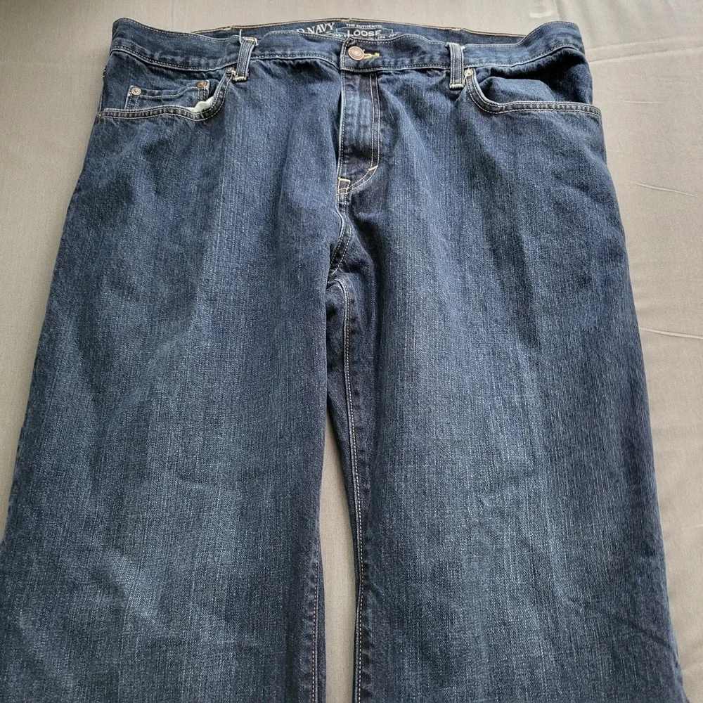 Old Navy Mens The Authentic Loose Fit Dark Wash Denim Blue Jeans 40x30 Y2K Skate